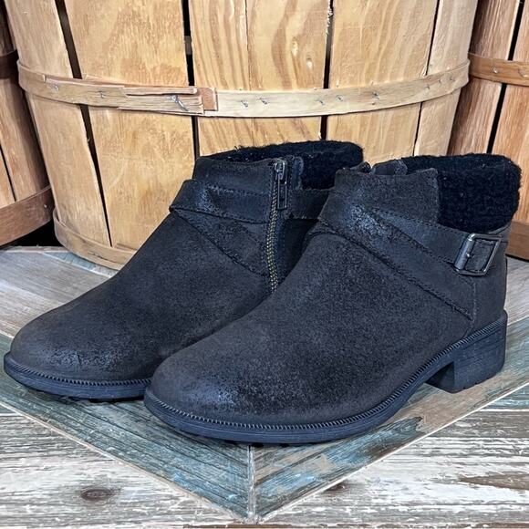 UGG Benson Brown Suede Wool Lined Waterproof Zip-Up Ankle Boots Womens Size 7.5 - Picture 3 of 13